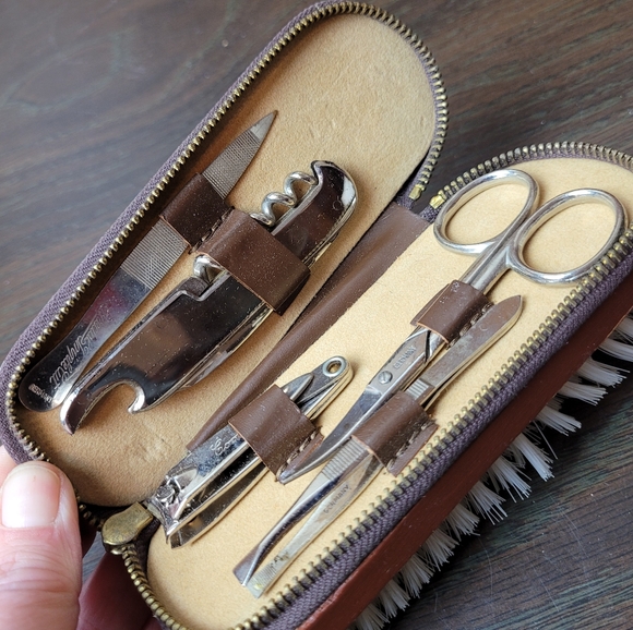 Vintage Special Triple Cut German Manicure Set in Leather Zipper - Picture 4 of 14